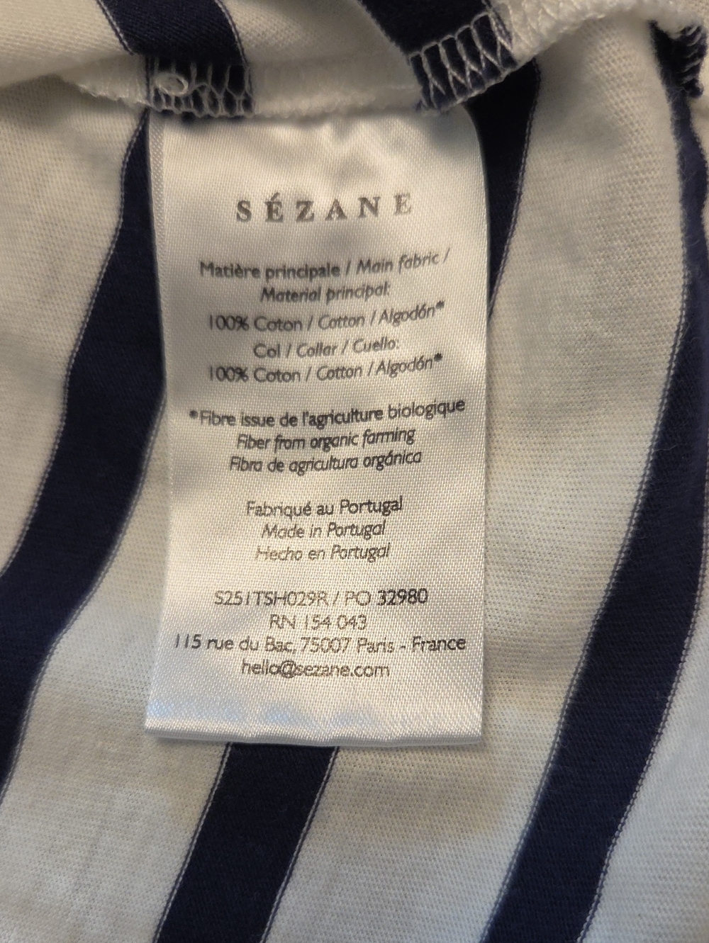 Like New Sezane Conrad T-shirt White / Navy - Size S - Picture 3 of 6